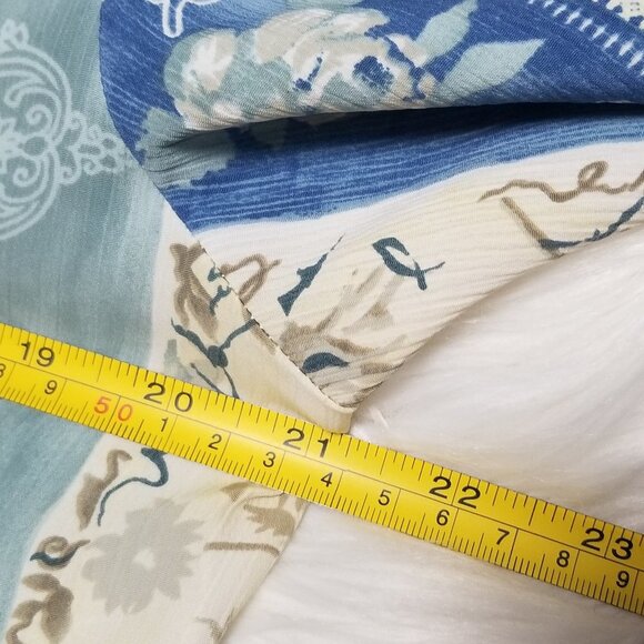 🍉Vintage Bohemian Ashley Taylor Blue Ivory 90s Y2K Floral Tunic Button Front - Picture 8 of 16